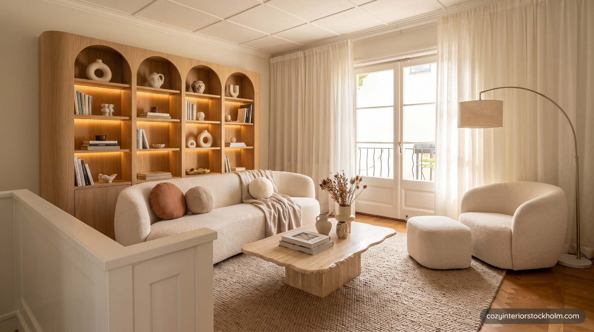 Cozy organic-modern living room designed by Paula